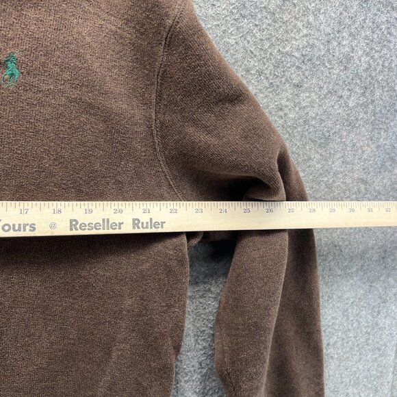 Vintage Ralph Lauren Pullover Mens Large Brown Fleece 1/4 Zip Pony Sweater 90s - Picture 4 of 11